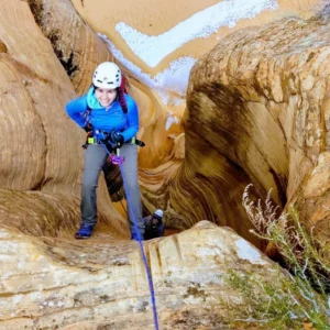 Beginner canyoneering in Southern Utah slot canyon